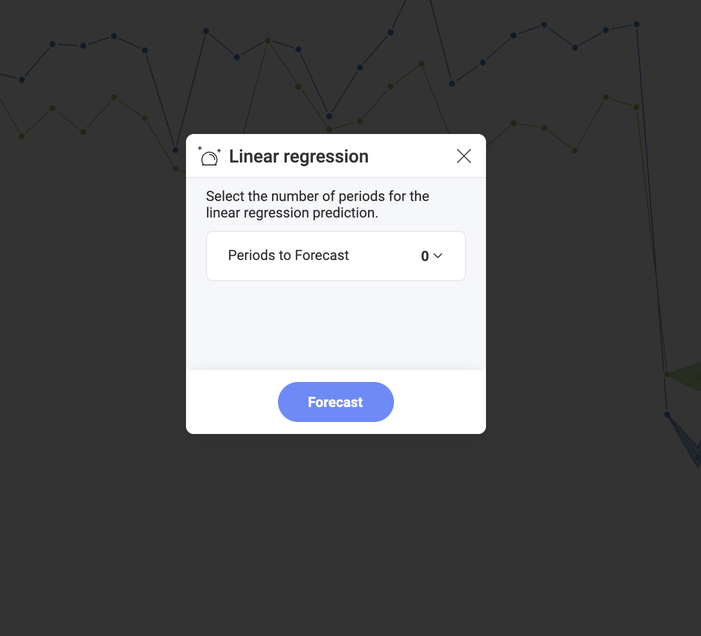 Forecast settings dialog for the Linear regression function