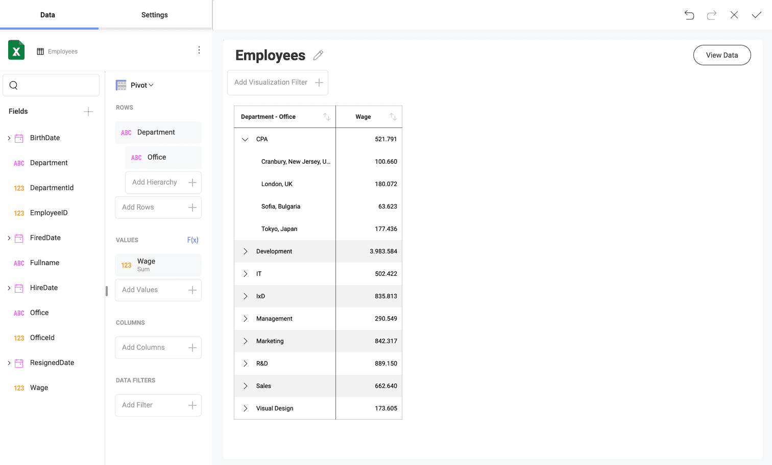 Reveal Ad-hoc Hierarchies table