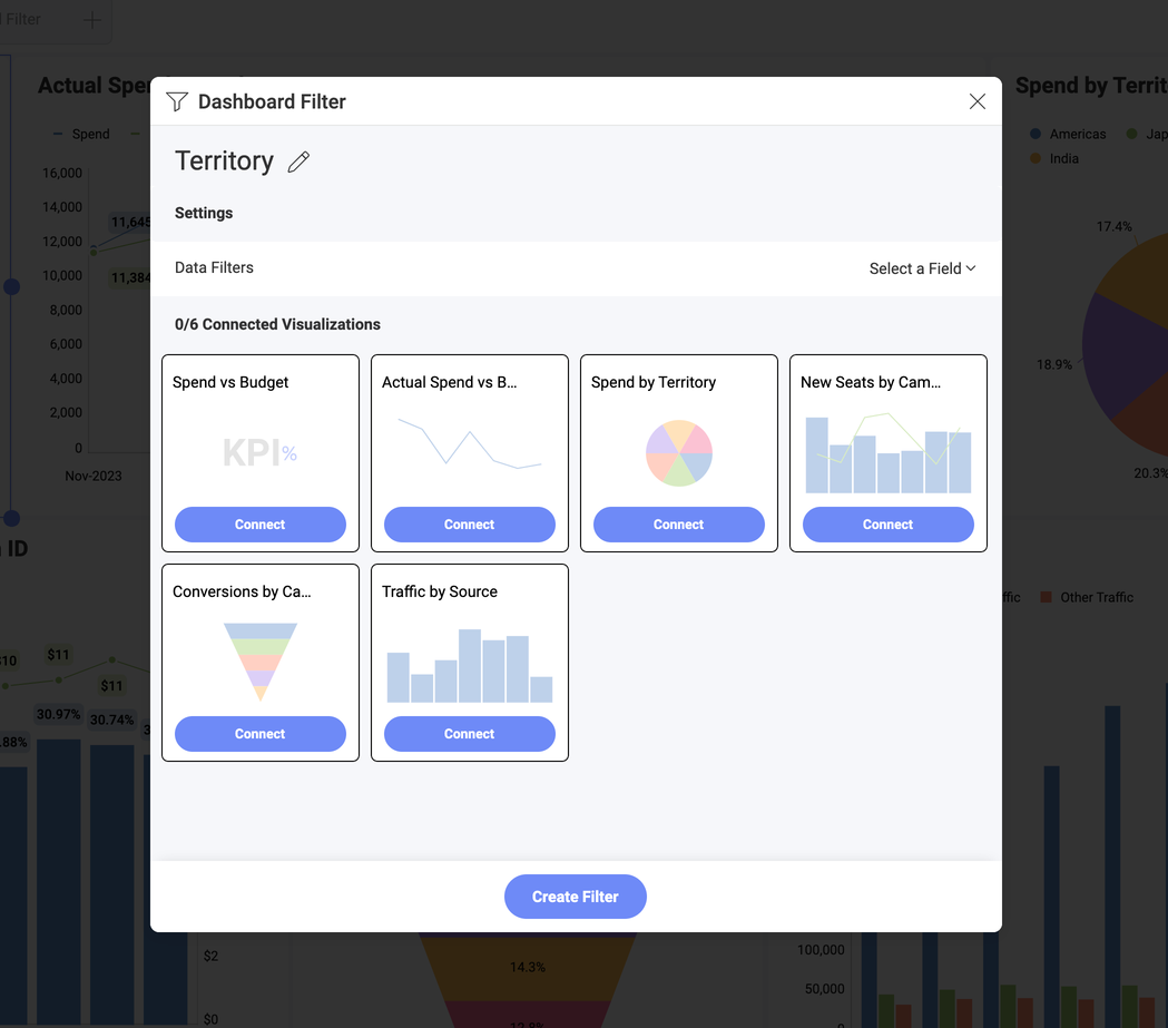 Dashboard filters dialog