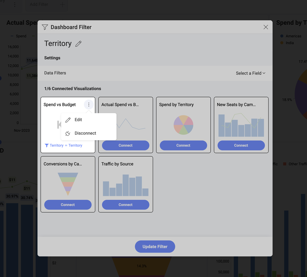 Option to disconnect dashboard filters from a visualization