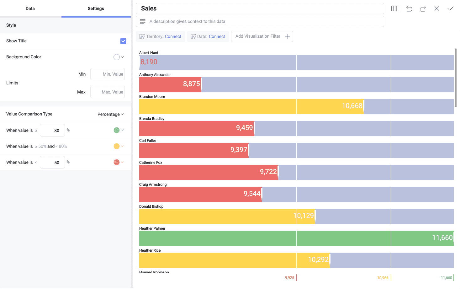 Gauge band configurations in the Settings section