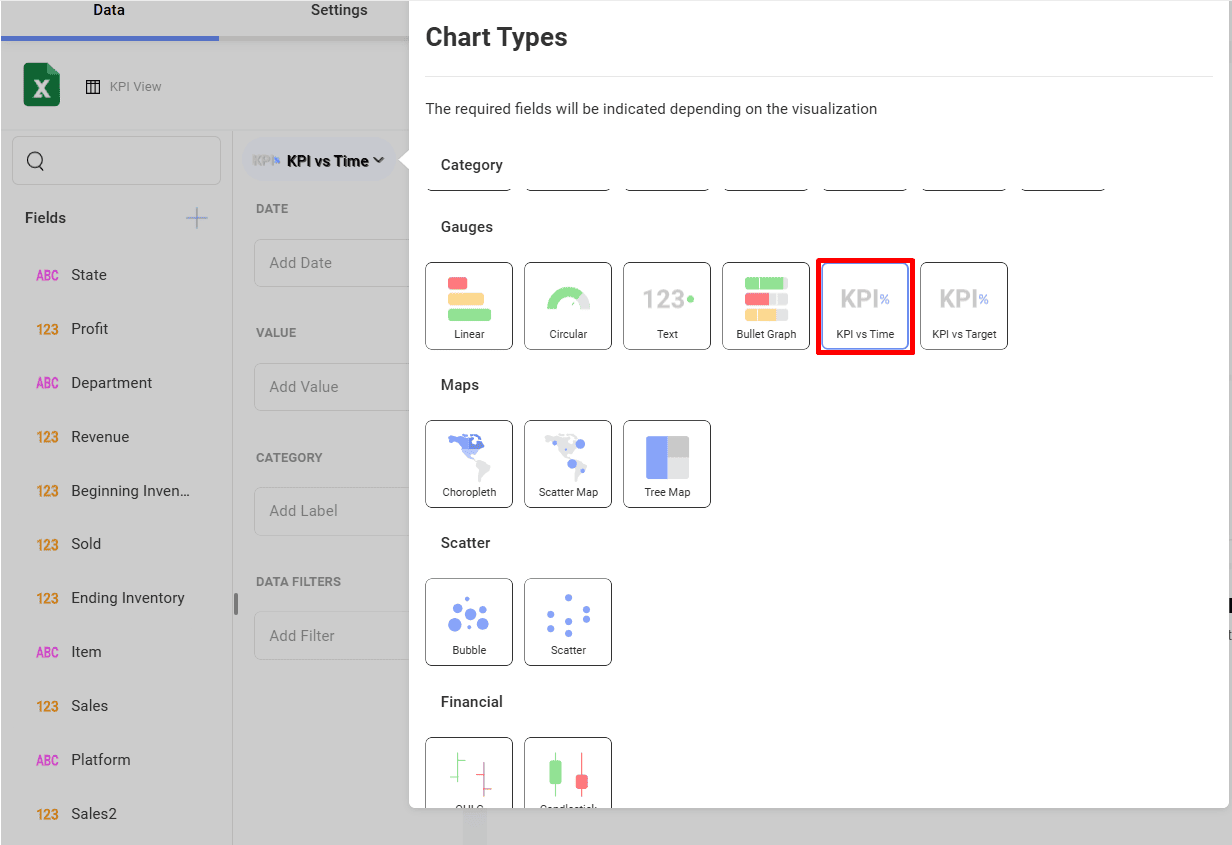 Select Change Visualization option