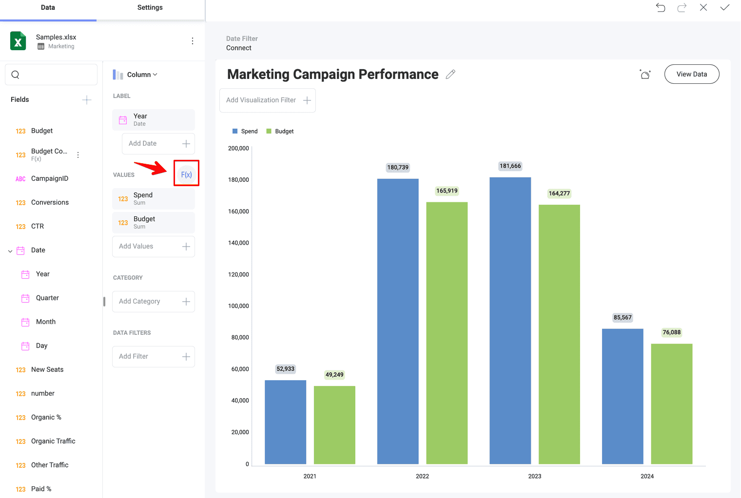 Post calculated fields in the Data editor