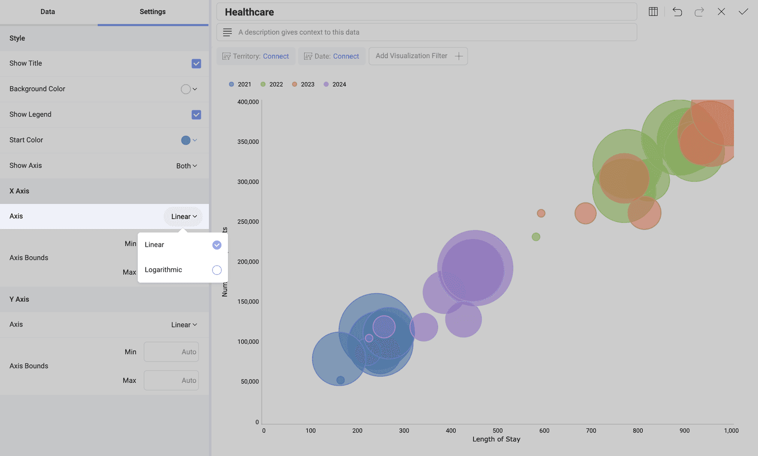 Settings for scatter and bubble charts