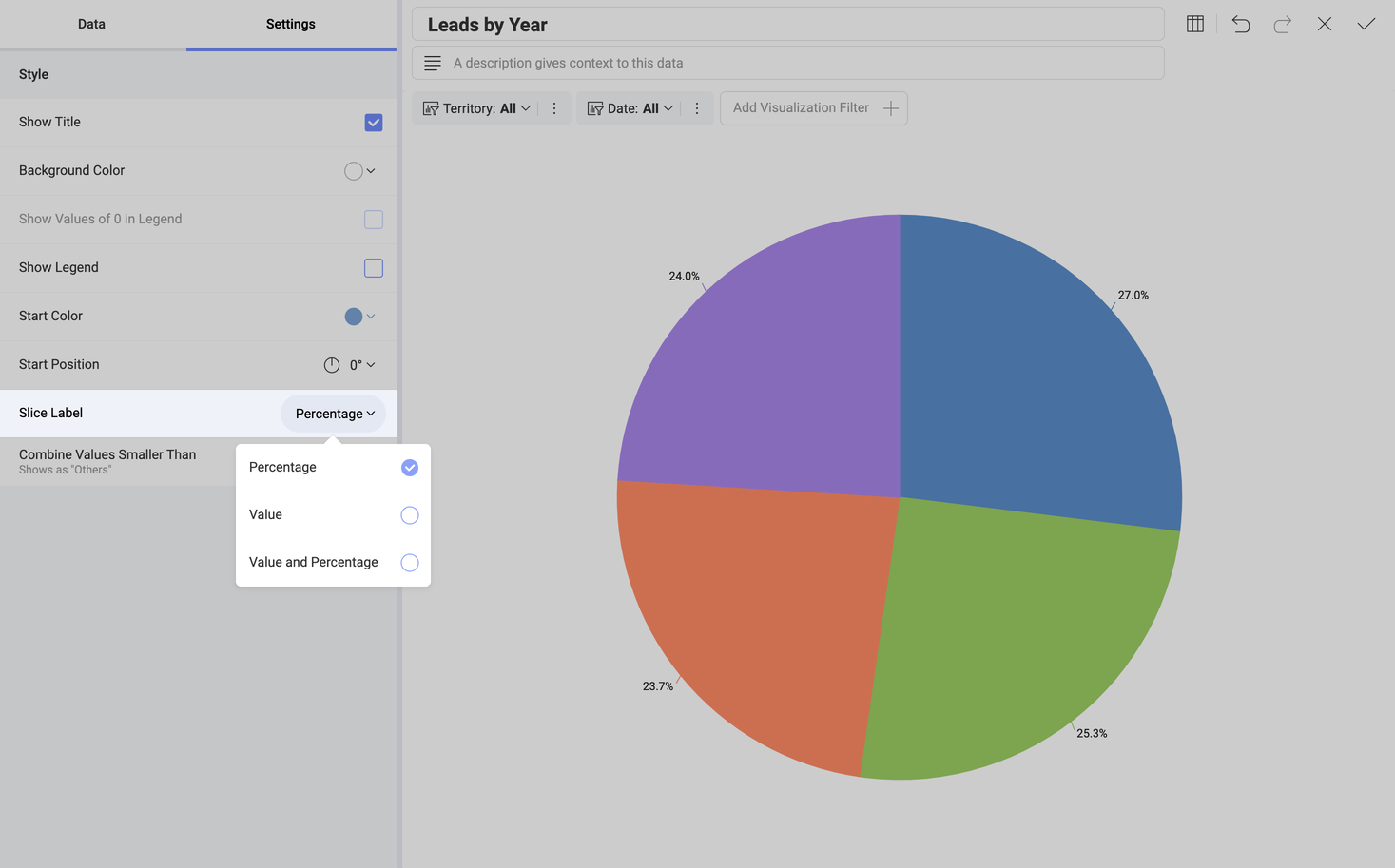 Pivot editor slice labels setting