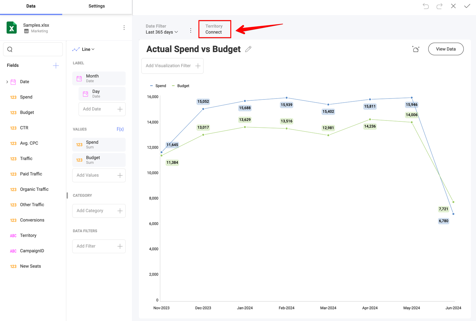 dashboard filters in the visualization editor